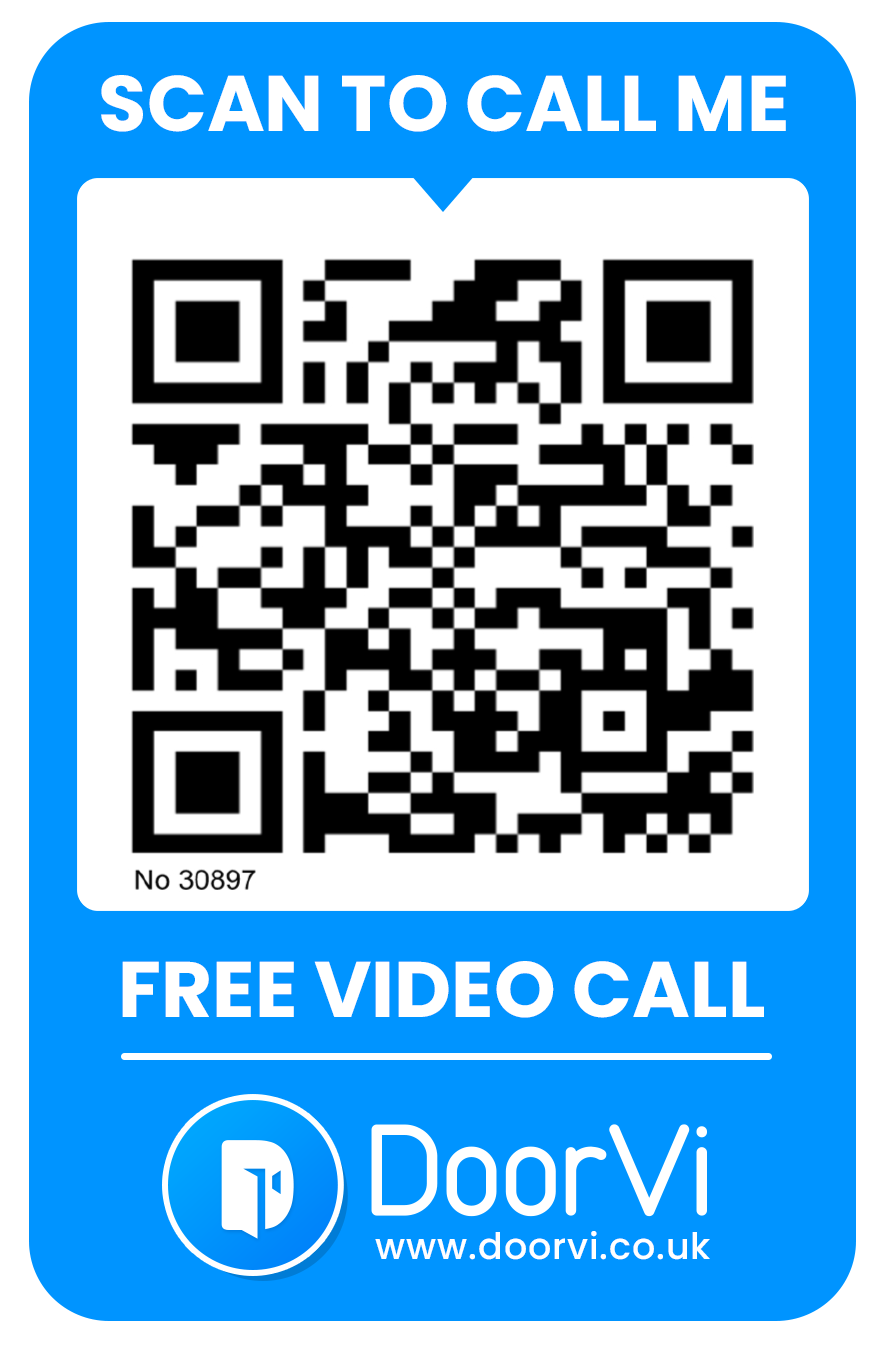 DoorVi demo sign โ scan with your phone for a free video call